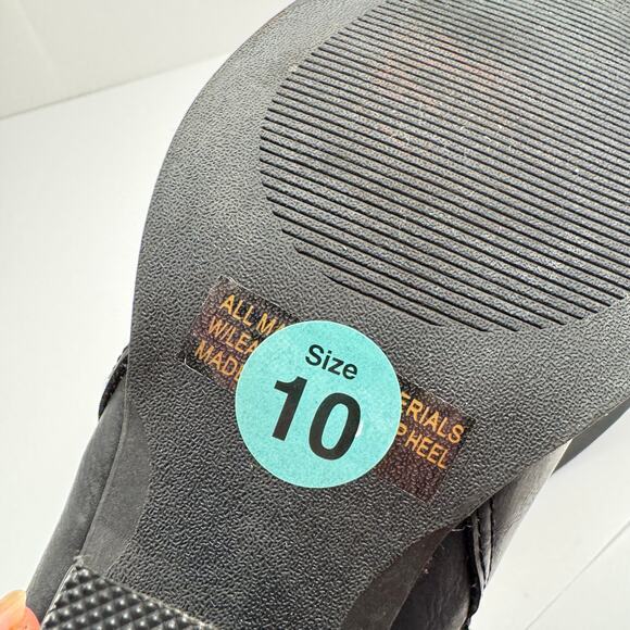 dv dolce vita Black Western Faux Leather Cuban Block Heel Ankle Booties Sz 10 - Picture 7 of 13